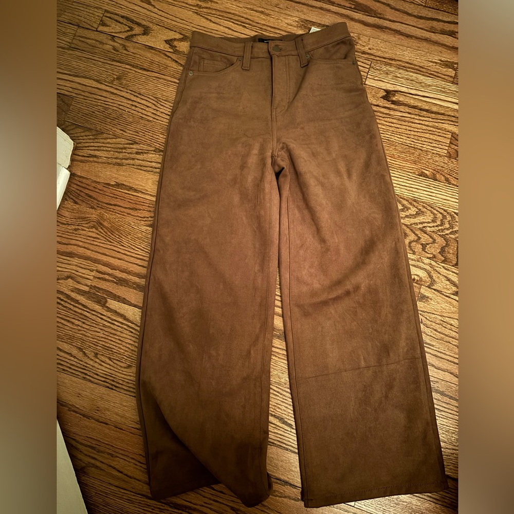 High rise wide leg faux suede pant - Picture 6 of 7